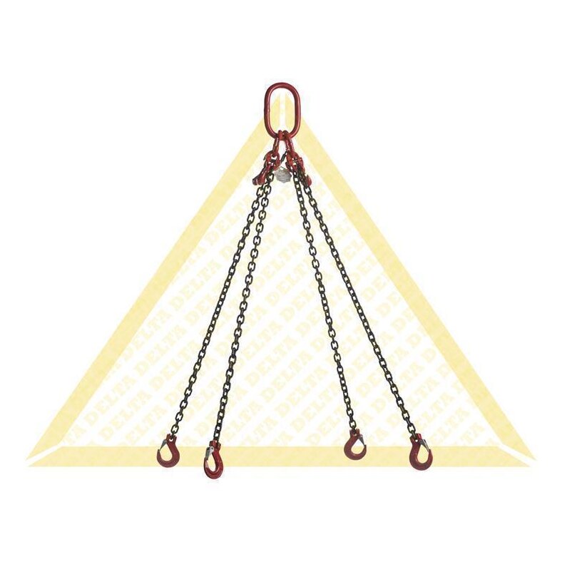 deltalock sling chains with clevis hook 1.7 t with snap-lock and shortening hook 4 strand 6 mm / 2 m Grade 80